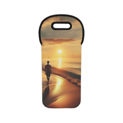 "A Stroll Along the Beach at Sunset" - The Alien Wine Tote Bag Photorealism Style