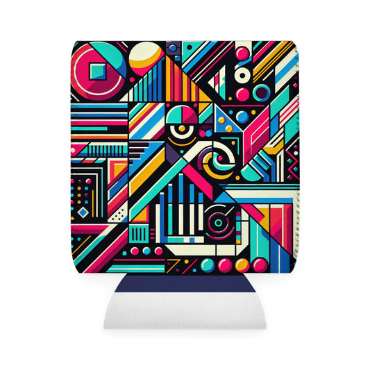 "Neon Geometric Pop" - The Alien Can Cooler Sleeve Contemporary Art Style