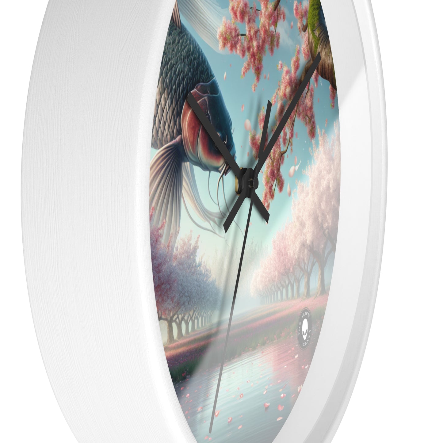 "Peces Koi en flores de cerezo: la belleza de la naturaleza" - El reloj de pared extraterrestre