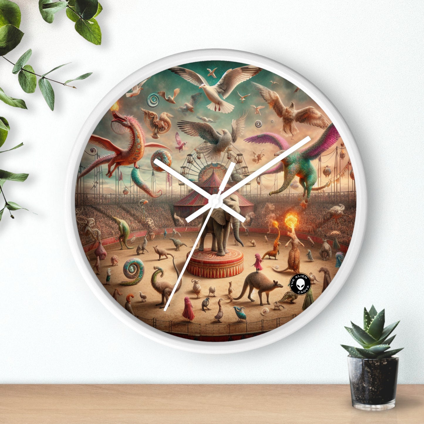 "Fantasy Circus: Where Animal Performers Entertain Mythical Attendees" - The Alien Wall Clock