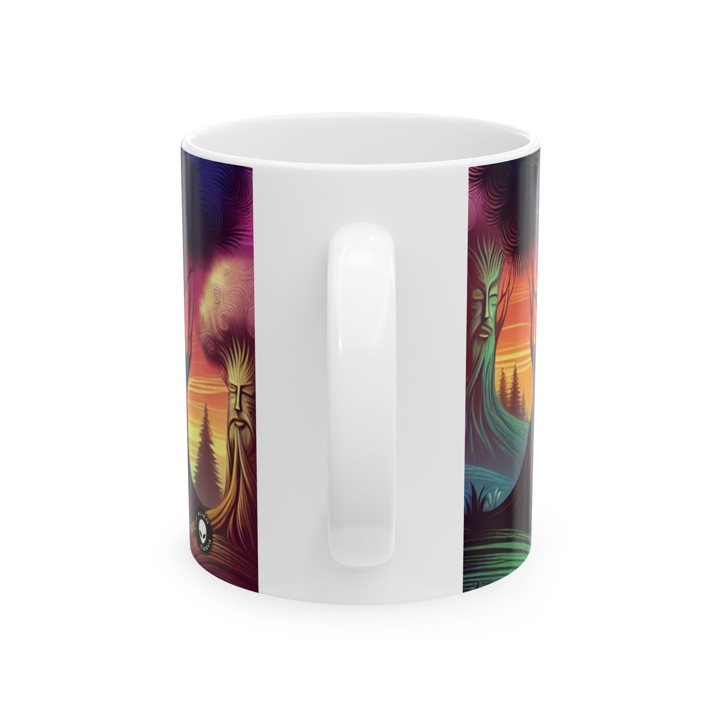 "Árboles susurrantes: secretos del bosque místico" - Taza de cerámica The Alien 11oz