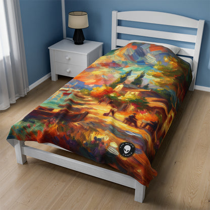 Anochecer dorado: un sereno paseo impresionista junto al agua - The Alien Velveteen Plush Blanket Impressionism