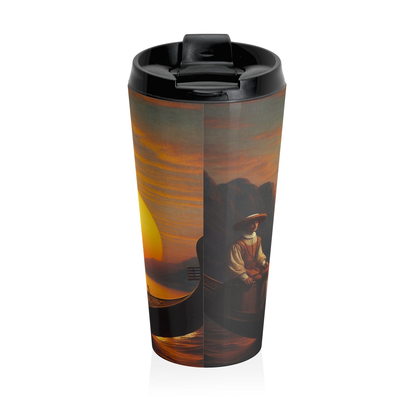 "Golden Twilight in the Italian Gondola" - The Alien Stainless Steel Travel Mug Renaissance Art Style