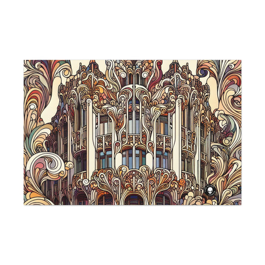 "Enchanted Seasons: Art Nouveau Forest Illustration" - The Alien Canva Art Nouveau