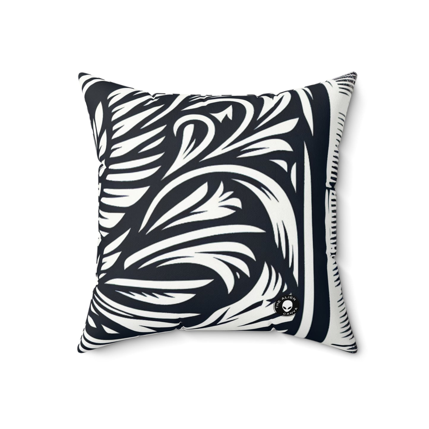 "Elements in Unison: A Woodcut Exploration"- The Alien Spun Polyester Square Pillow Woodcut Printing