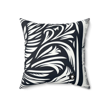 "Elements in Unison: A Woodcut Exploration"- The Alien Spun Polyester Square Pillow Woodcut Printing