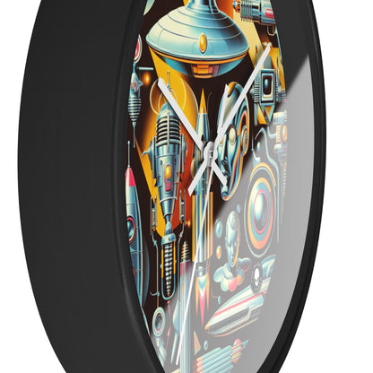 "Neon Deco: A Retro-Futuristic Utopia" - The Alien Wall Clock Retro-futurism