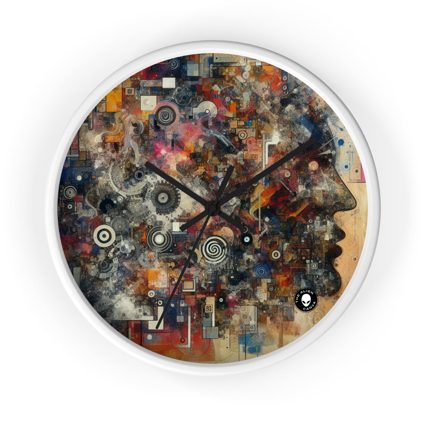 "Collage du chaos : une exploration néo-dada" - L'horloge murale extraterrestre Neo-Dada