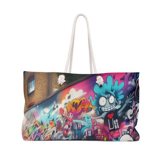 "Neon Horizon: The Vibrant Future Metropolis" - The Alien Weekender Bag Street Art / Graffiti