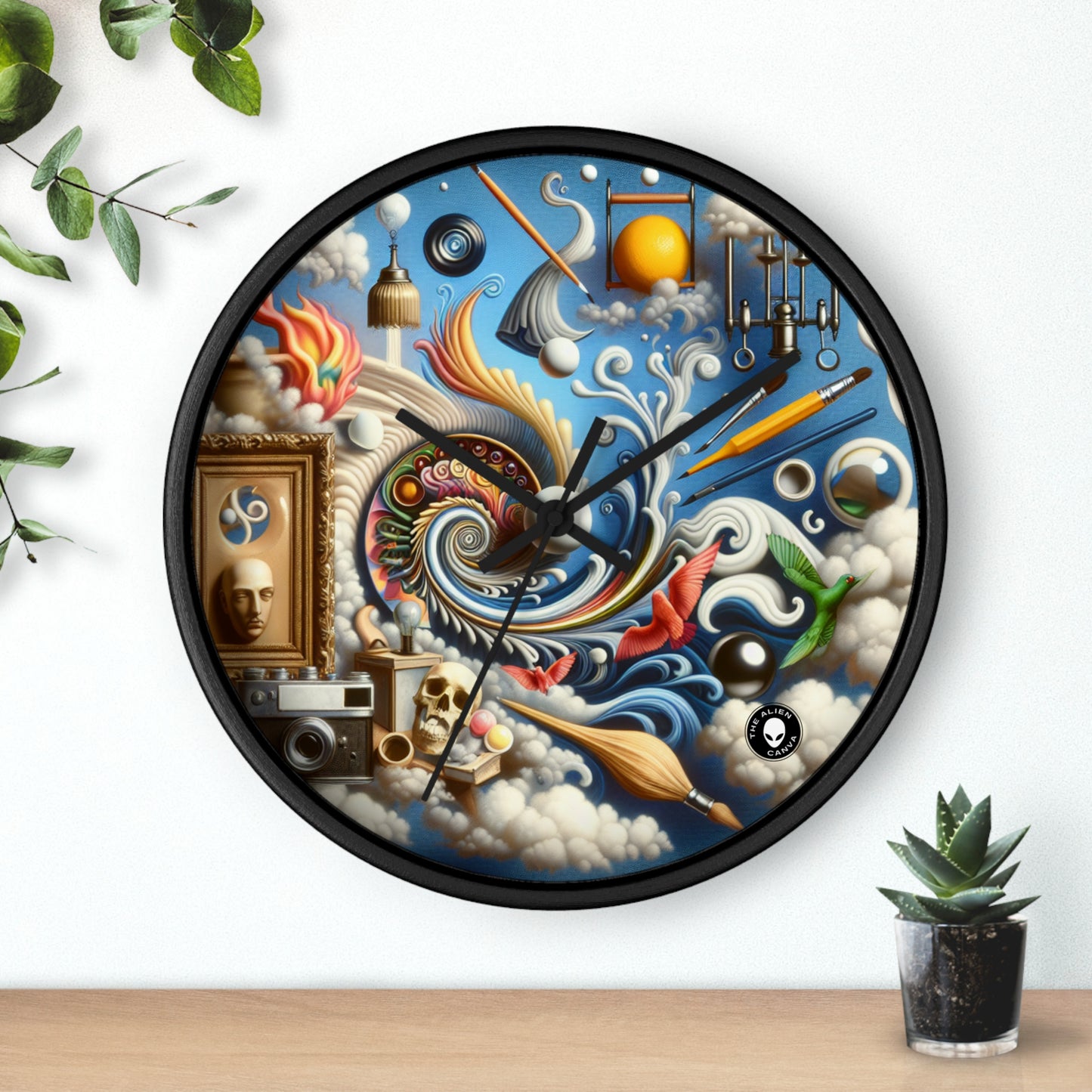 "Temporal Meltdown: Surreal Landscape" - The Alien Wall Clock Surrealism