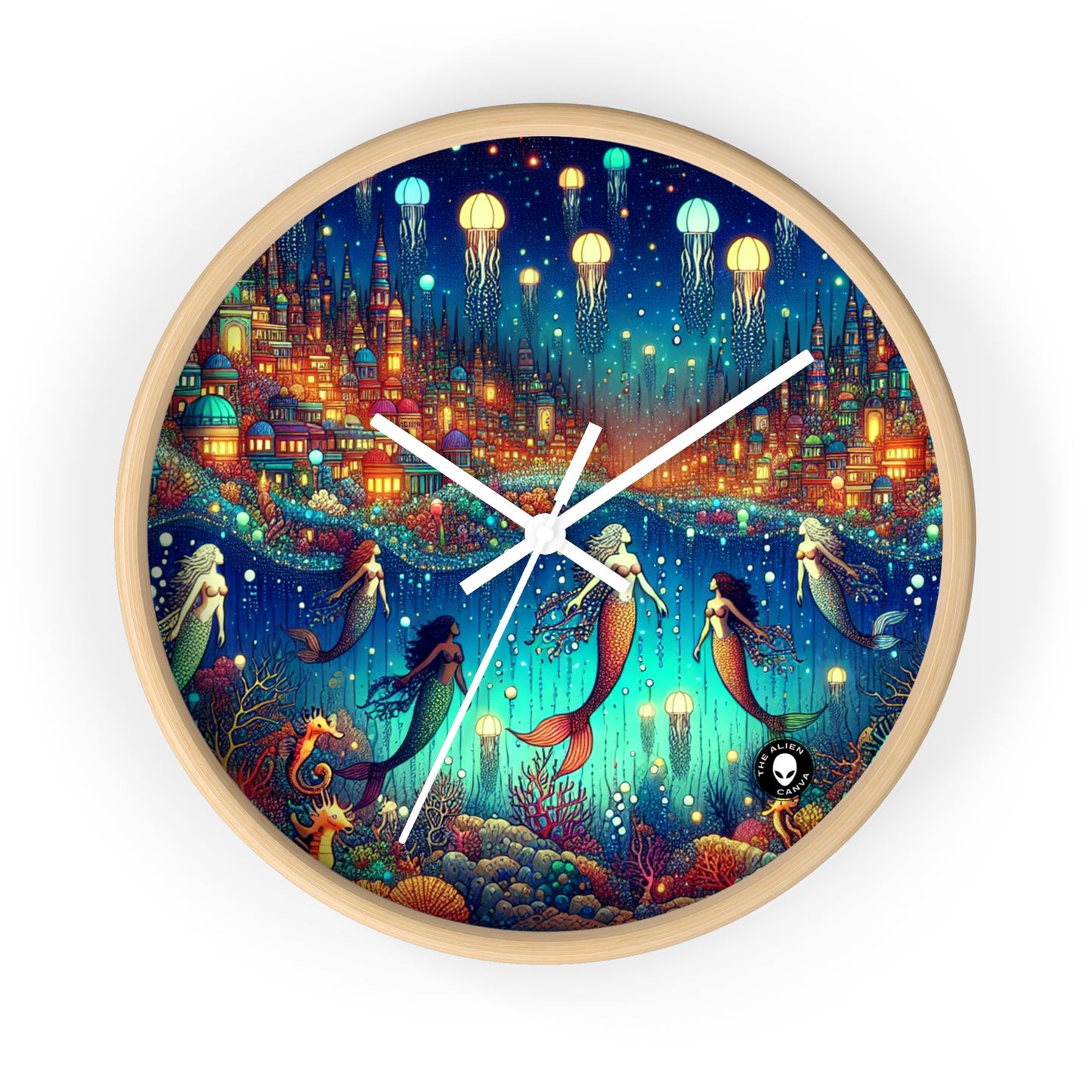 "Glowing Jellyfish City: A Whimsical Underwater World" - The Alien Wall Clock