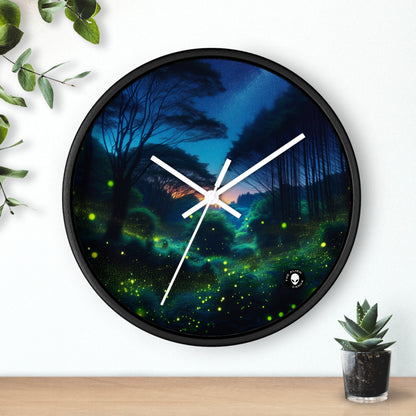 "Enchanted Night: Fireflies in the Forest" - The Alien Wall Clock