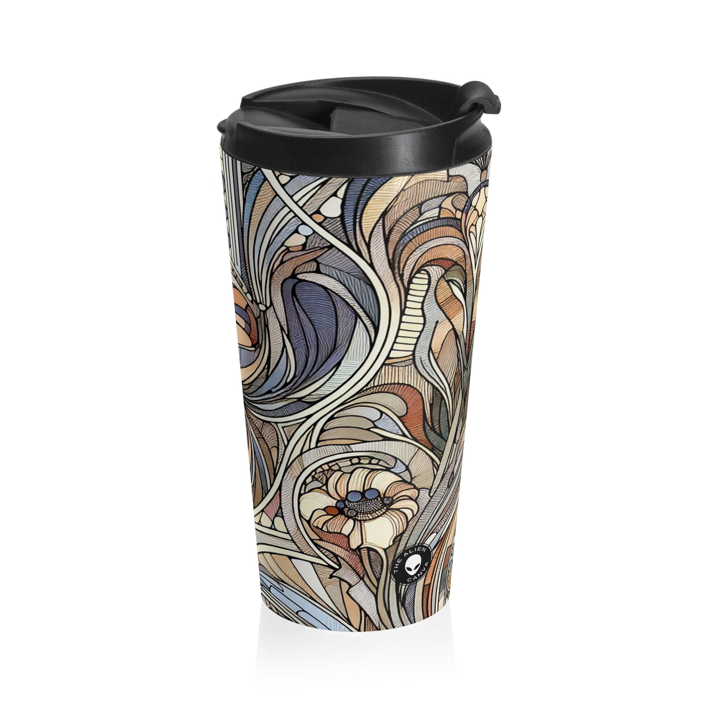 "La musa de la naturaleza: Mujer Art Nouveau" - Taza de viaje de acero inoxidable The Alien Art Nouveau