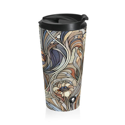 "Nature's Muse: Art Nouveau Woman" - The Alien Stainless Steel Travel Mug Art Nouveau