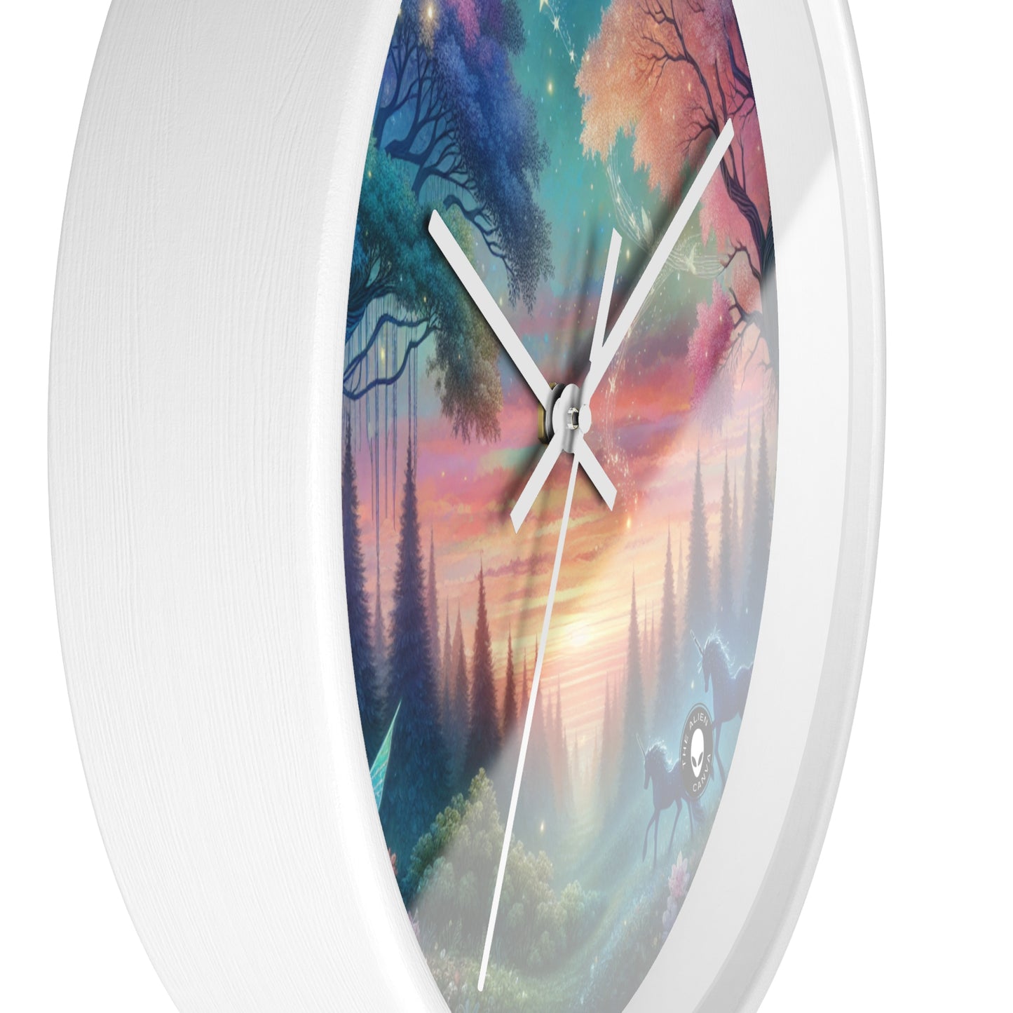 "Enchanted Dusk: A Magical Forest Painting" - The Alien Wall Clock