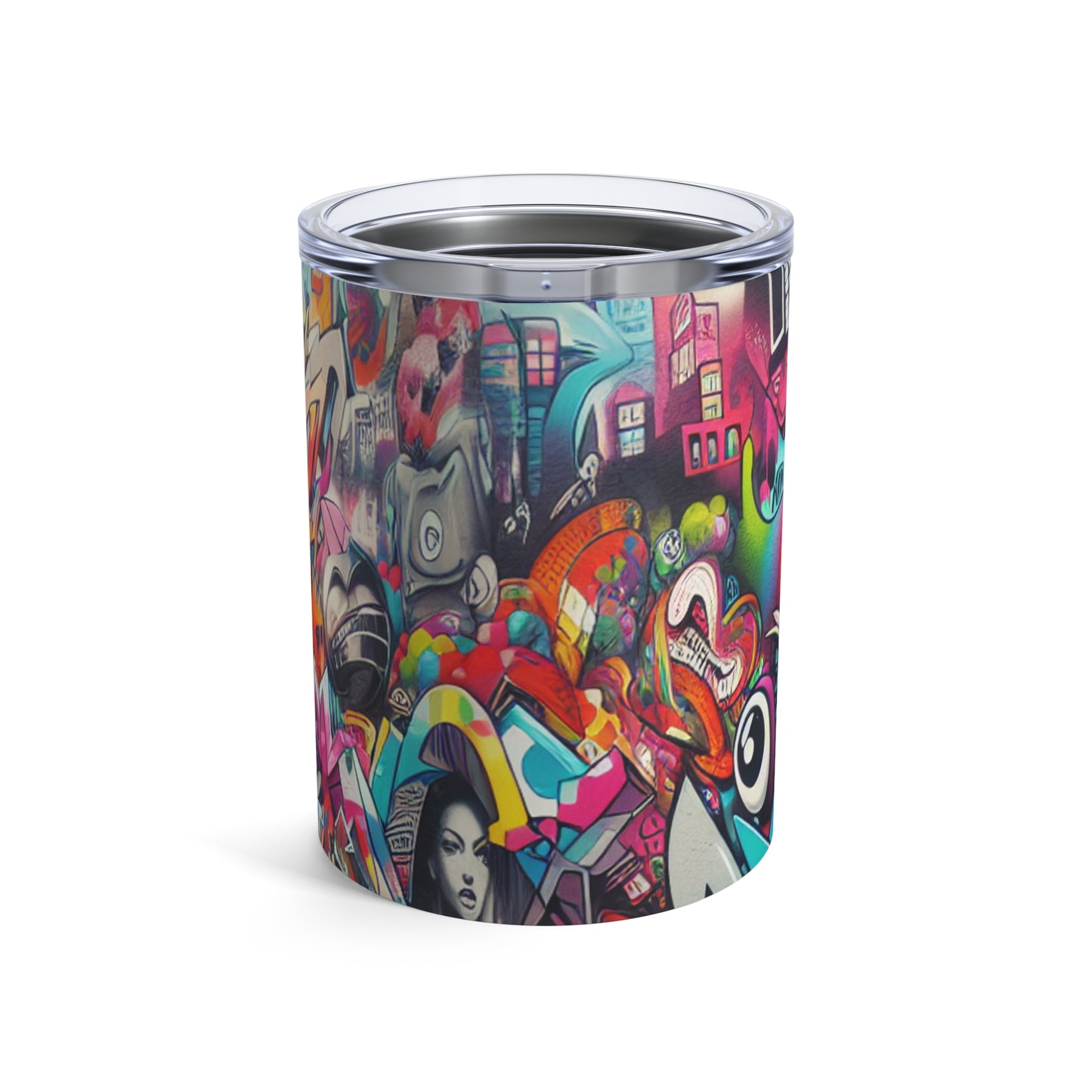 "Neon Horizon: The Vibrant Future Metrópolis" - The Alien Tumbler 10oz Arte callejero / Graffiti