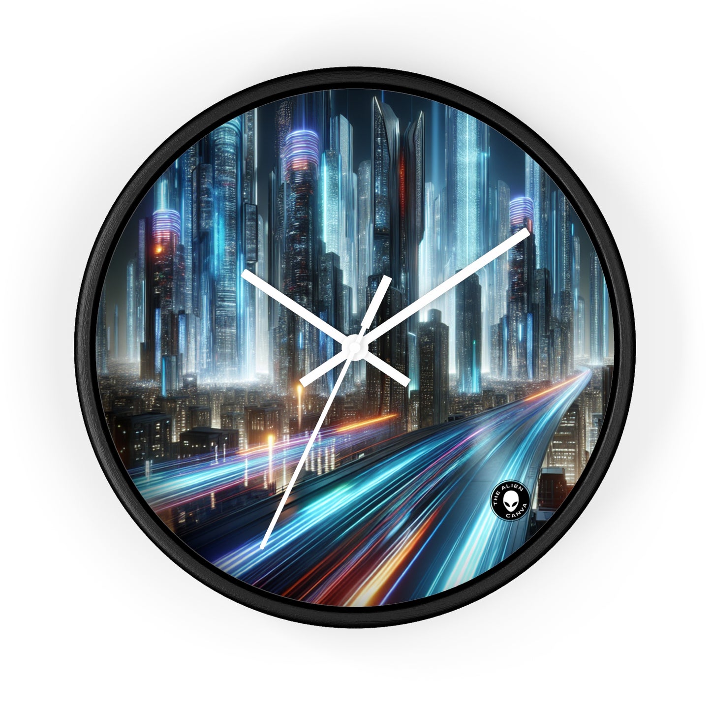 "Neon Nightscapes: A Futuristic City Adventure" - The Alien Wall Clock