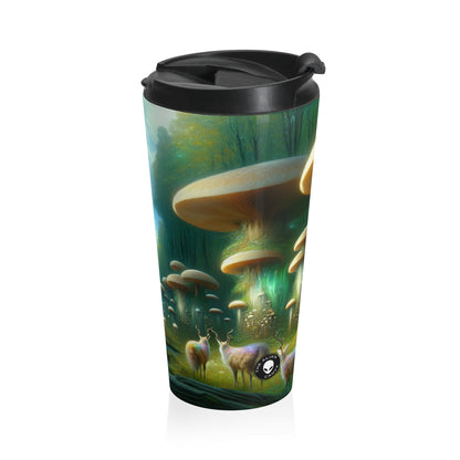 "Mystical Mushroom Grove": taza de viaje de acero inoxidable de The Alien