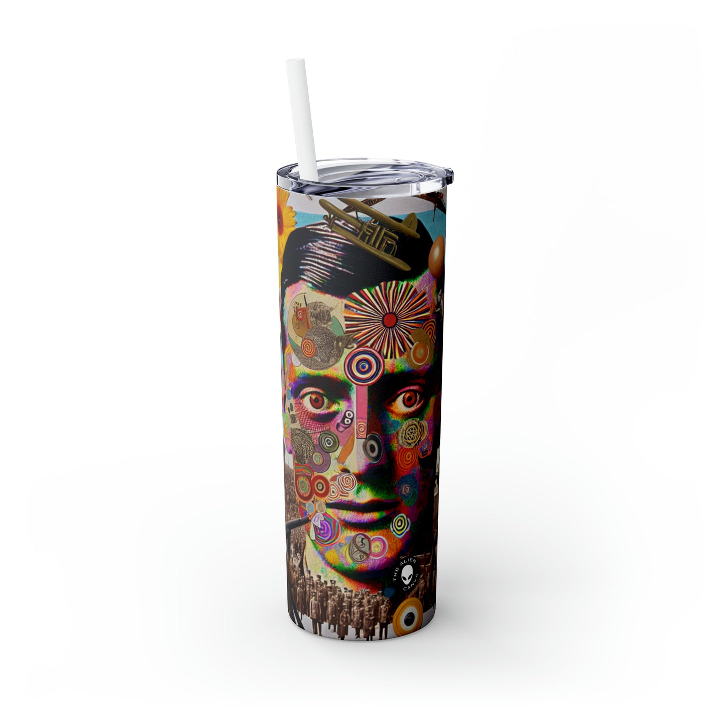 "L'absurdité déchaînée : créer un collage dadaïste du chaos" - The Alien Maars® Skinny Tumbler with Straw 20oz Dadaism