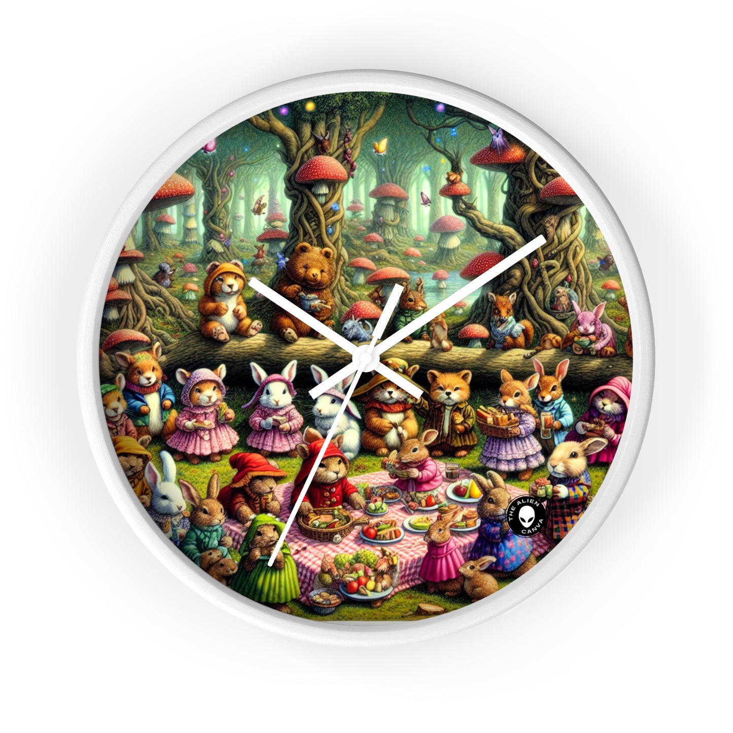 "Fantastical Forest Picnic: Animal Fashion Show" - The Alien Wall Clock