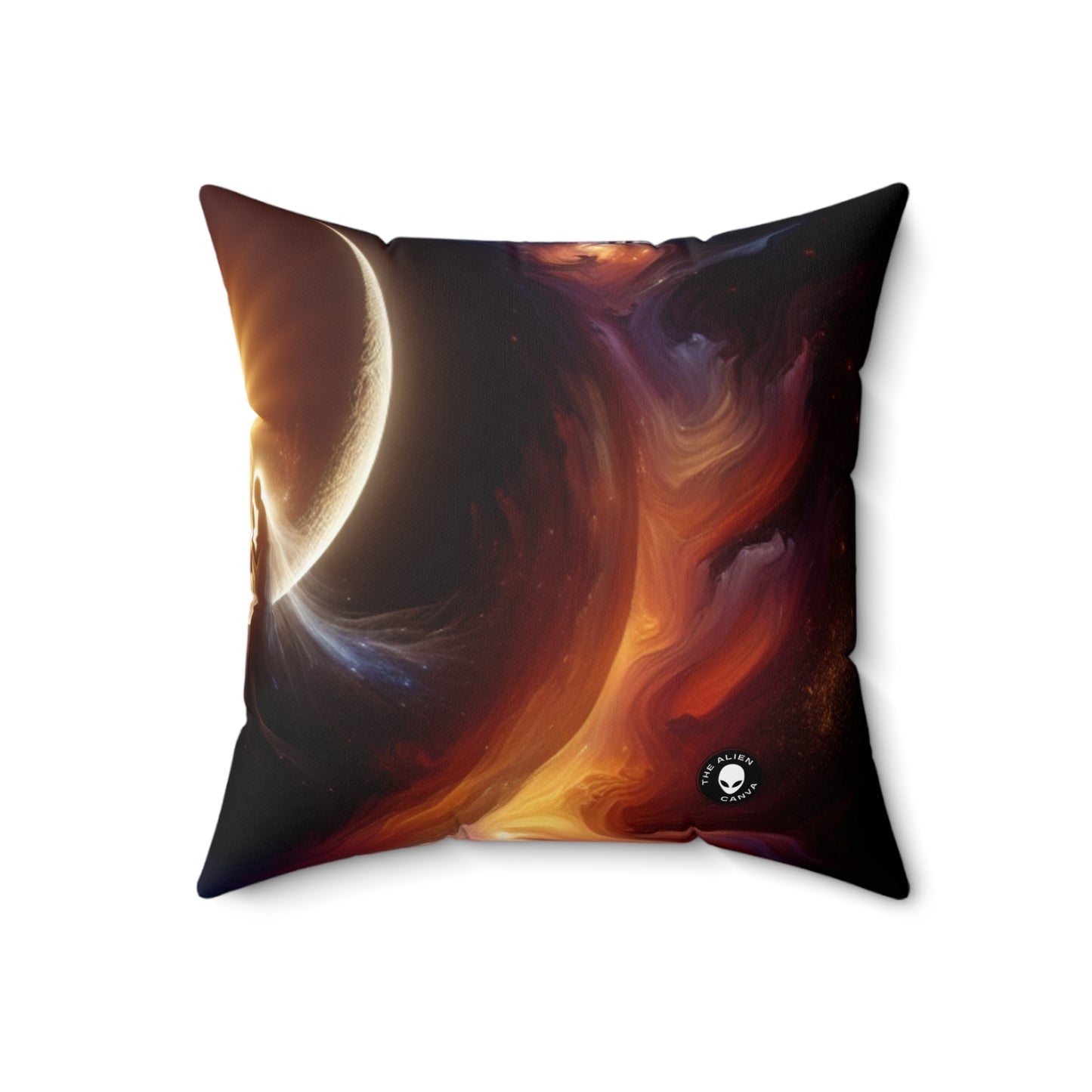 "Celestial Embrace: The Fusion of Sun and Moon"- The Alien Spun Polyester Square Pillow