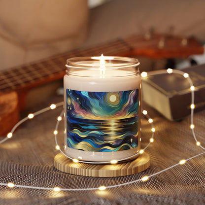 "Midnight Majesty: Abstract Ocean Reflections" - The Alien Scented Soy Candle 9oz