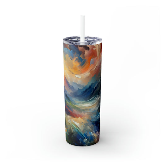 "Abstract Landscape: Exploring Emotional Depths Through Color & Texture" - The Alien Maars® Skinny Tumbler with Straw 20oz Abstract Expressionism Style