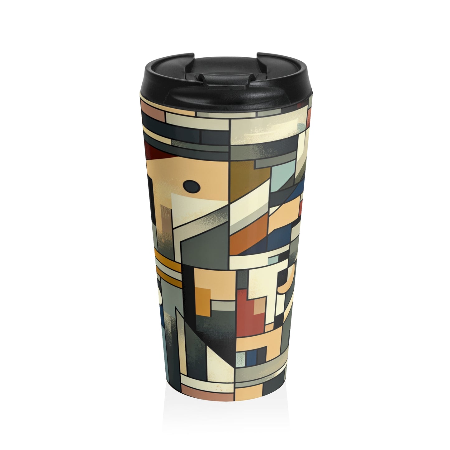 "Cubist Cityscape: Urban Energy" - The Alien Stainless Steel Travel Mug Synthetic Cubism