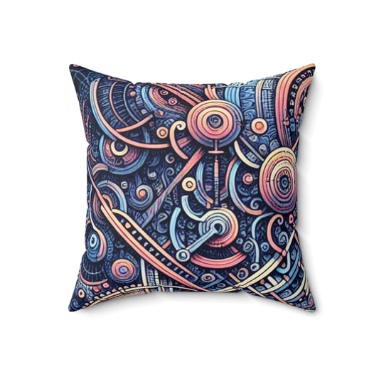 "Chaos & Order: A Dynamic Dance of Colors and Patterns"- The Alien Spun Polyester Square Pillow Algorithmic Art