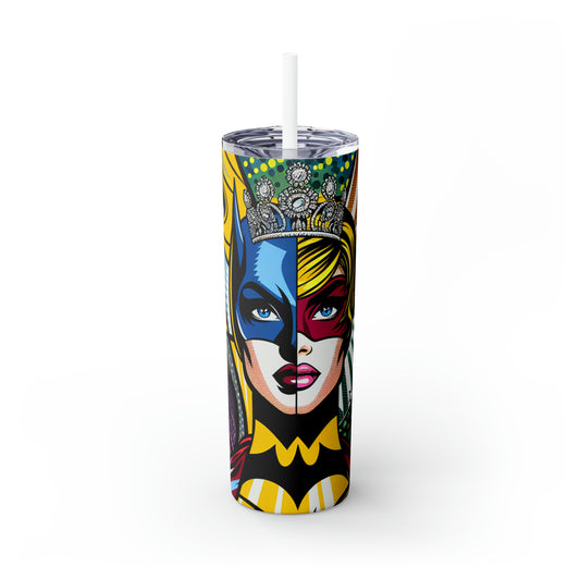 "Heroes of Pop Art: An Intermixing of Icons" - The Alien Maars® Skinny Tumbler with Straw 20oz Pop Art Style