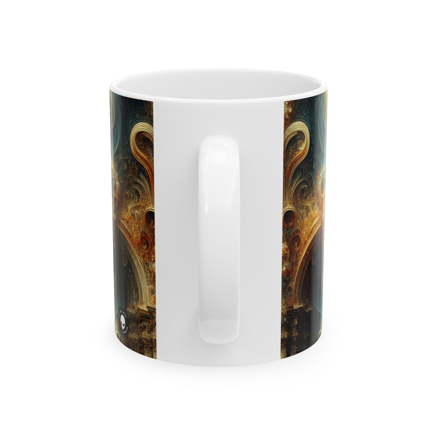 "Opulent Feasting: A Baroque Banquet" - The Alien Ceramic Mug 11oz Baroque