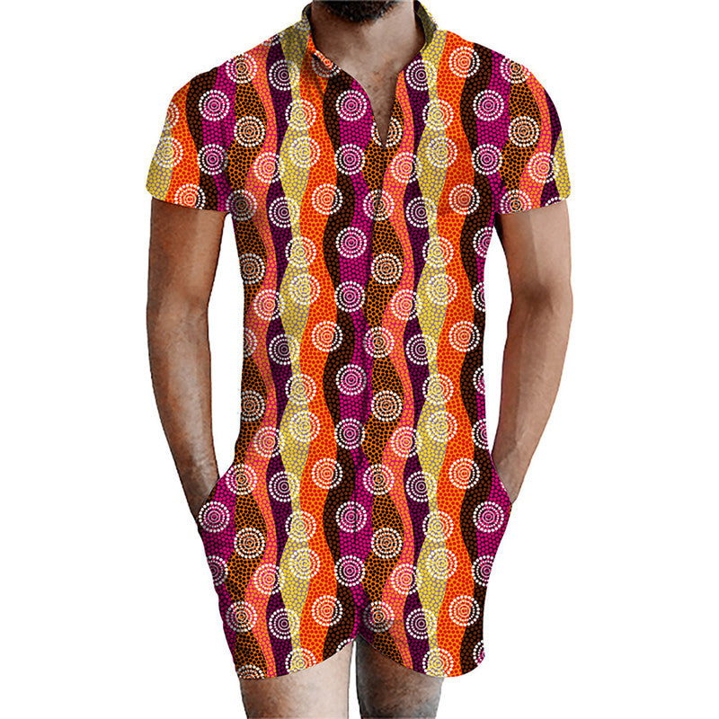 Printed men's jumpsuit suit