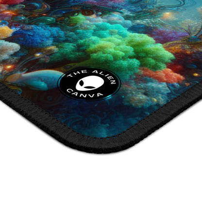 « La danse des poissons au néon dans la forêt de corail » – Le tapis de souris de jeu Alien