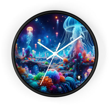 "Neon Jellyfish Fantasia: A Surreal Underwater Odyssey" - The Alien Wall Clock