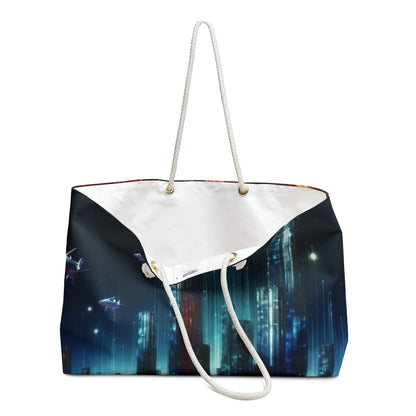 "Neon Skyline: A Futuristic Cityscape" - The Alien Weekender Bag