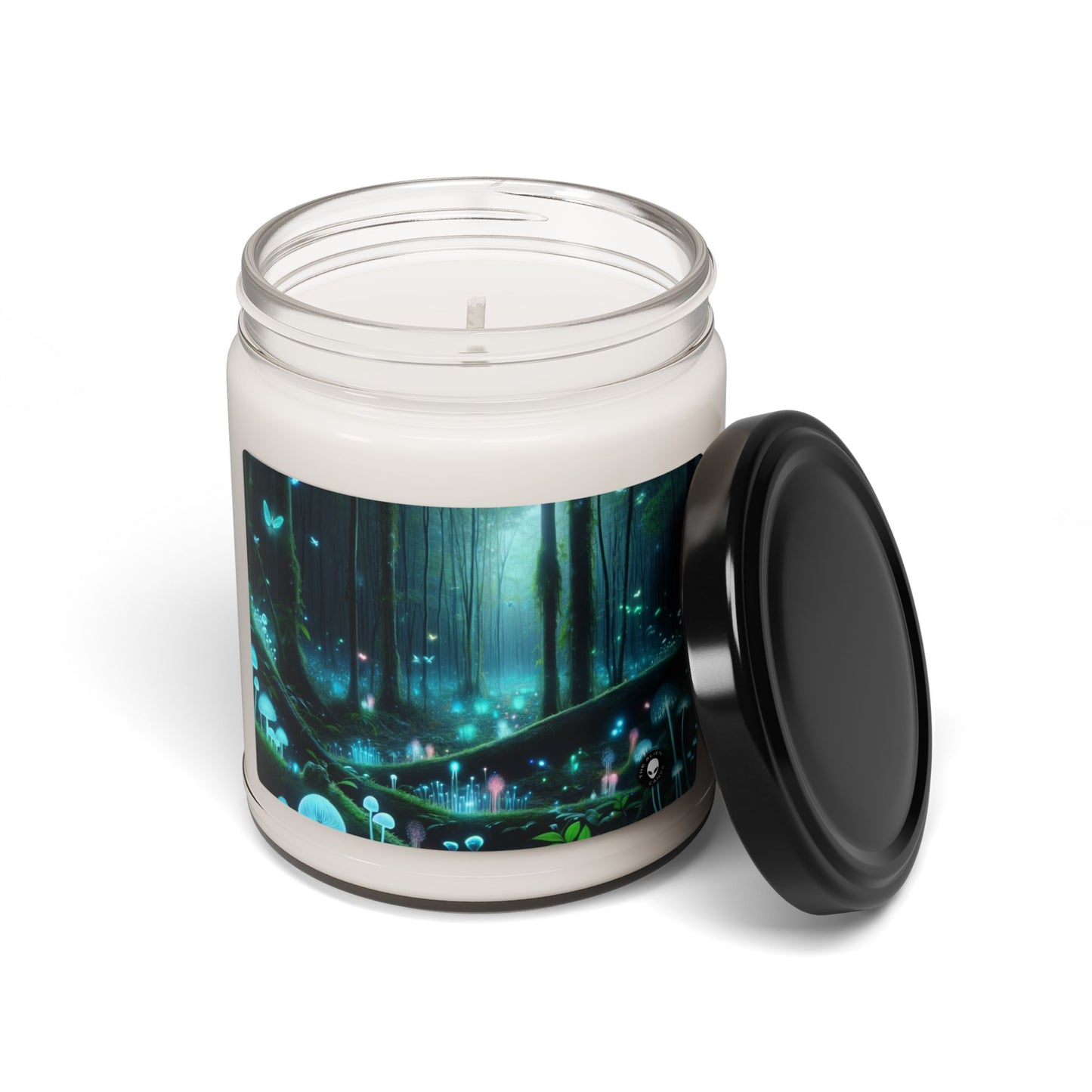 "Noche encantada: bosque bioluminiscente" - Vela de soja con aroma a alienígena de 9 oz