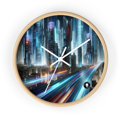 "Neon Nightscapes: A Futuristic City Adventure" - The Alien Wall Clock