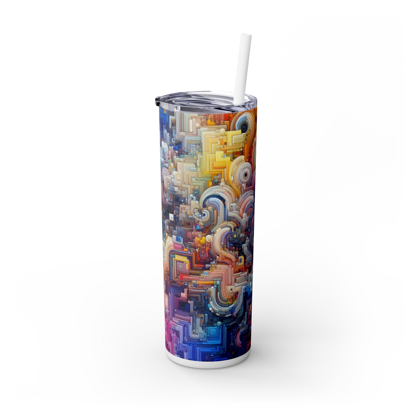 « Harmonies océaniques : une exploration de l'art génératif » - The Alien Maars® Skinny Tumbler avec paille 20oz Art génératif