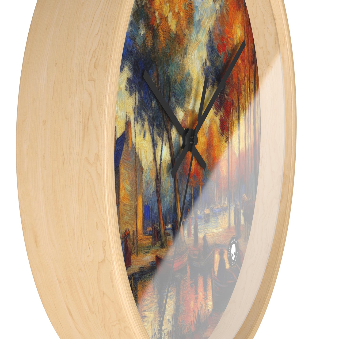 "Rainy Evening: A Post-Impressionist Cityscape" - The Alien Wall Clock Post-Impressionism