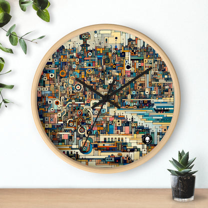 "Neon Nights: Art Brut Reflection of Urban Chaos" - The Alien Wall Clock Art Brut