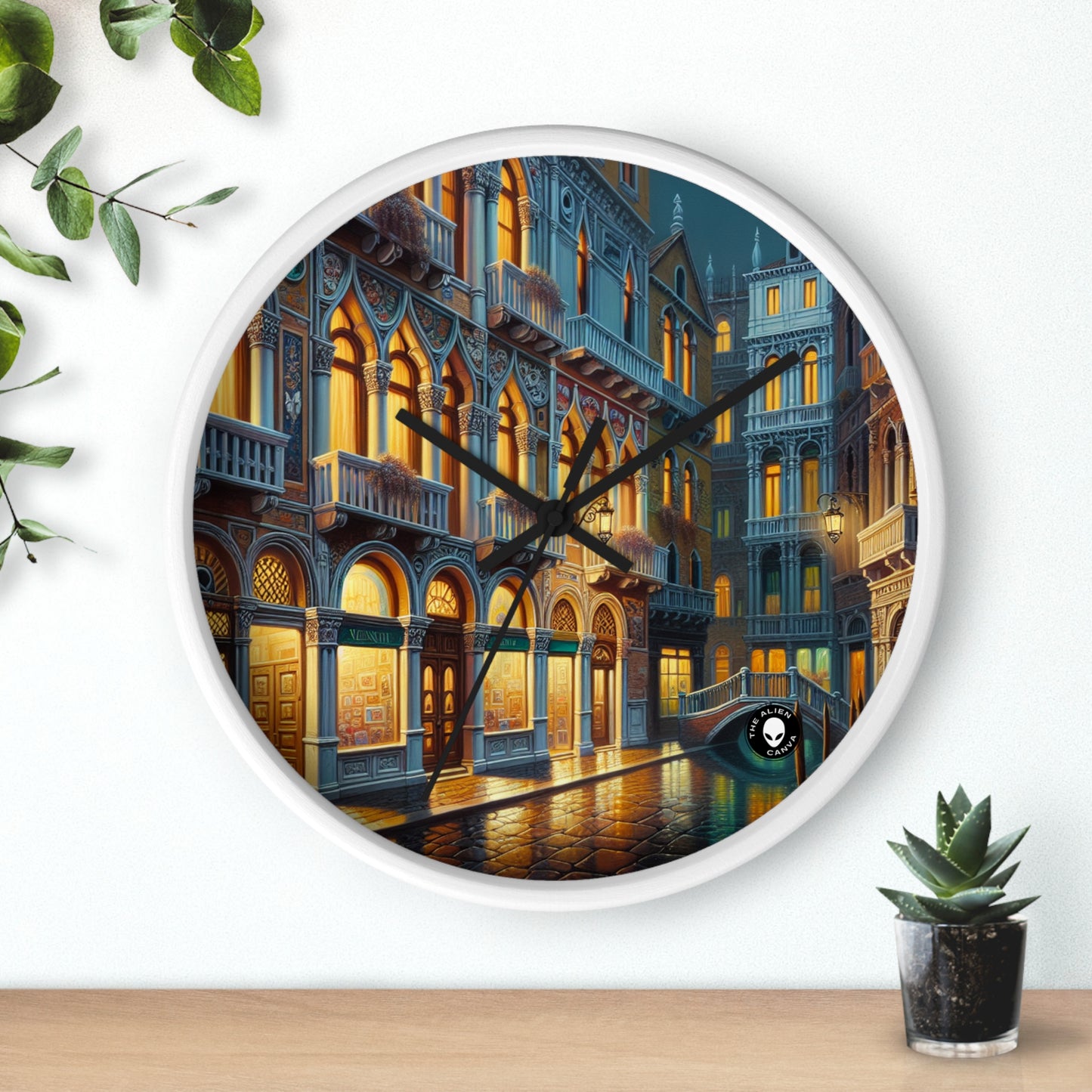 "Venetian Night: A Luminous Street Scene" - The Alien Wall Clock Venetian School