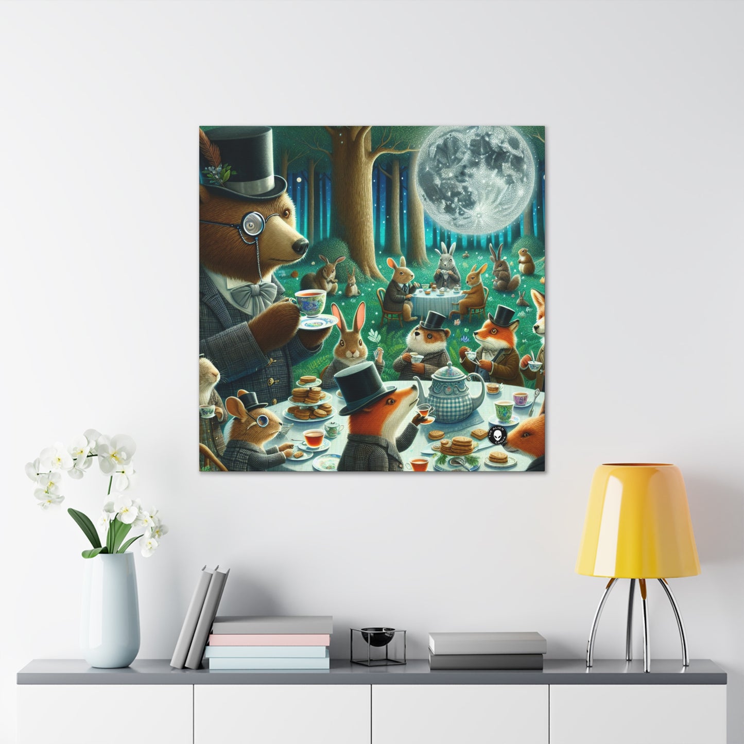 "Fiesta de té encantada a la luz de la luna en el bosque" - The Alien Canva