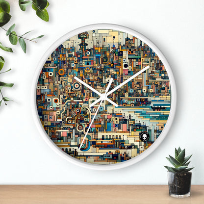 "Neon Nights: Art Brut Reflection of Urban Chaos" - The Alien Wall Clock Art Brut