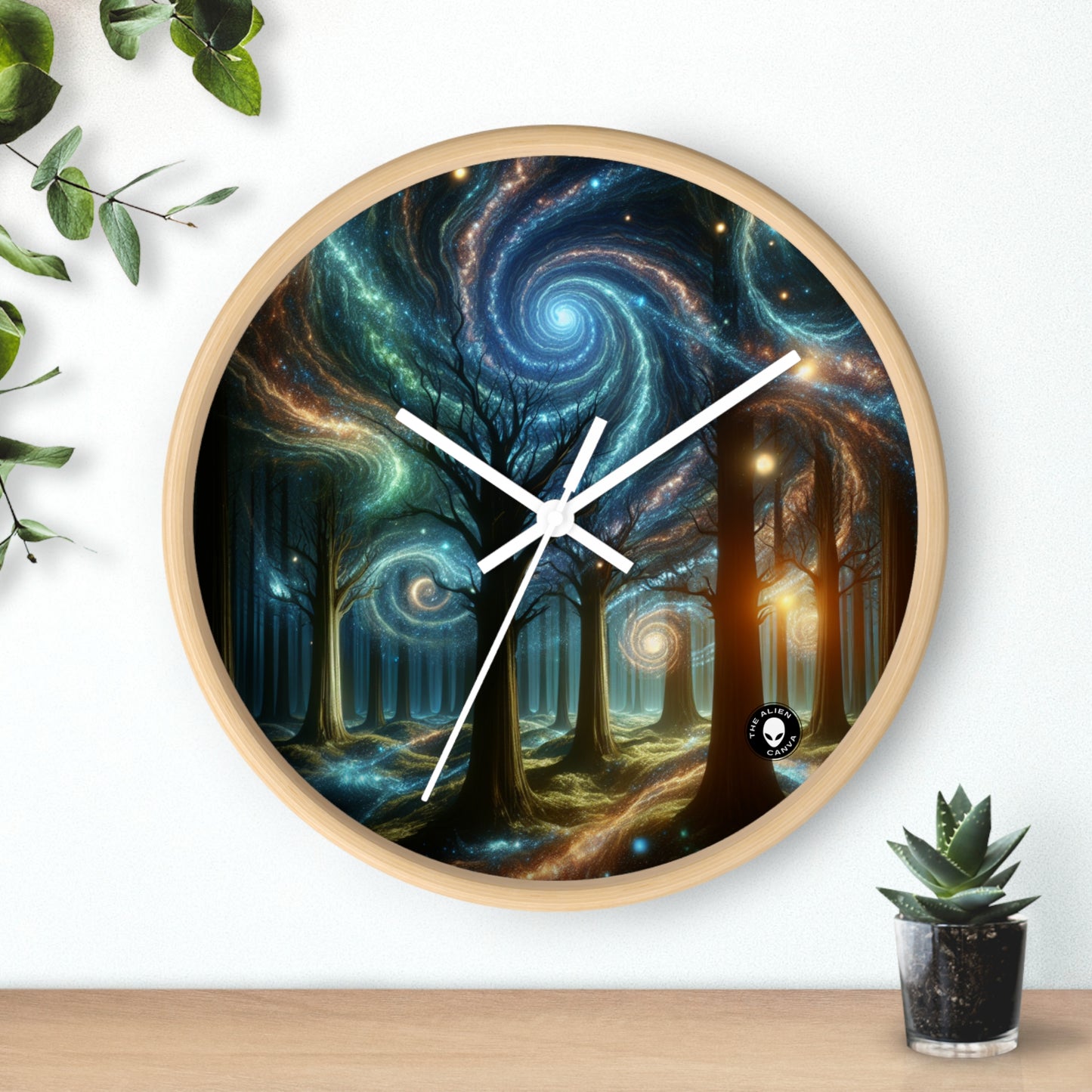 "Bois Galactiques : Un Paysage Onirique Céleste" - L'Horloge Murale Alien