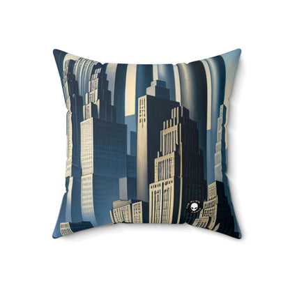 "Modern Metropolis: A Precisionism Perspective"- The Alien Spun Polyester Square Pillow Precisionism