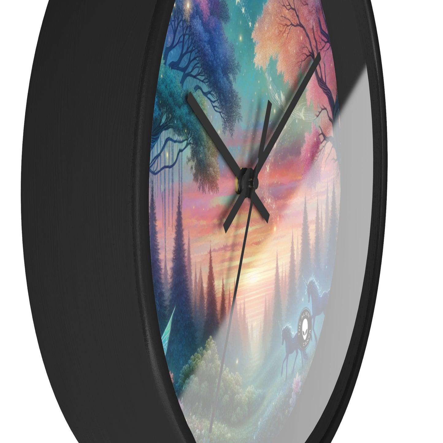 "Enchanted Dusk: A Magical Forest Painting" - The Alien Wall Clock