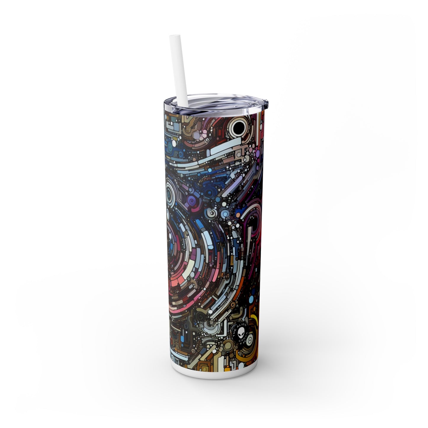 "Deconstructing Power: A Post-structuralist Exploration of Language" - The Alien Maars® Skinny Tumbler with Straw 20oz Post-structuralist Art