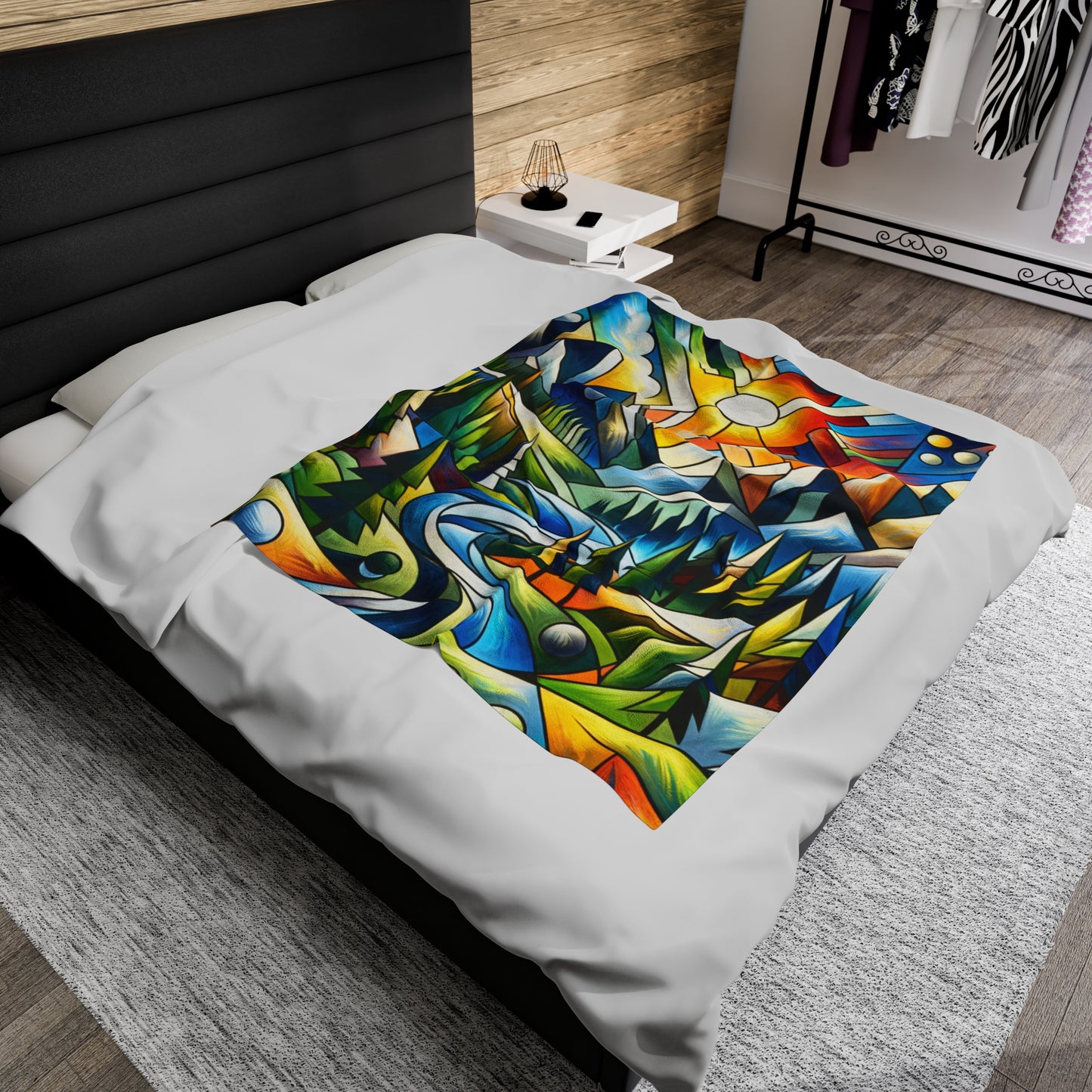 "Cubic Naturalism" - The Alien Velveteen Plush Blanket Cubism Style