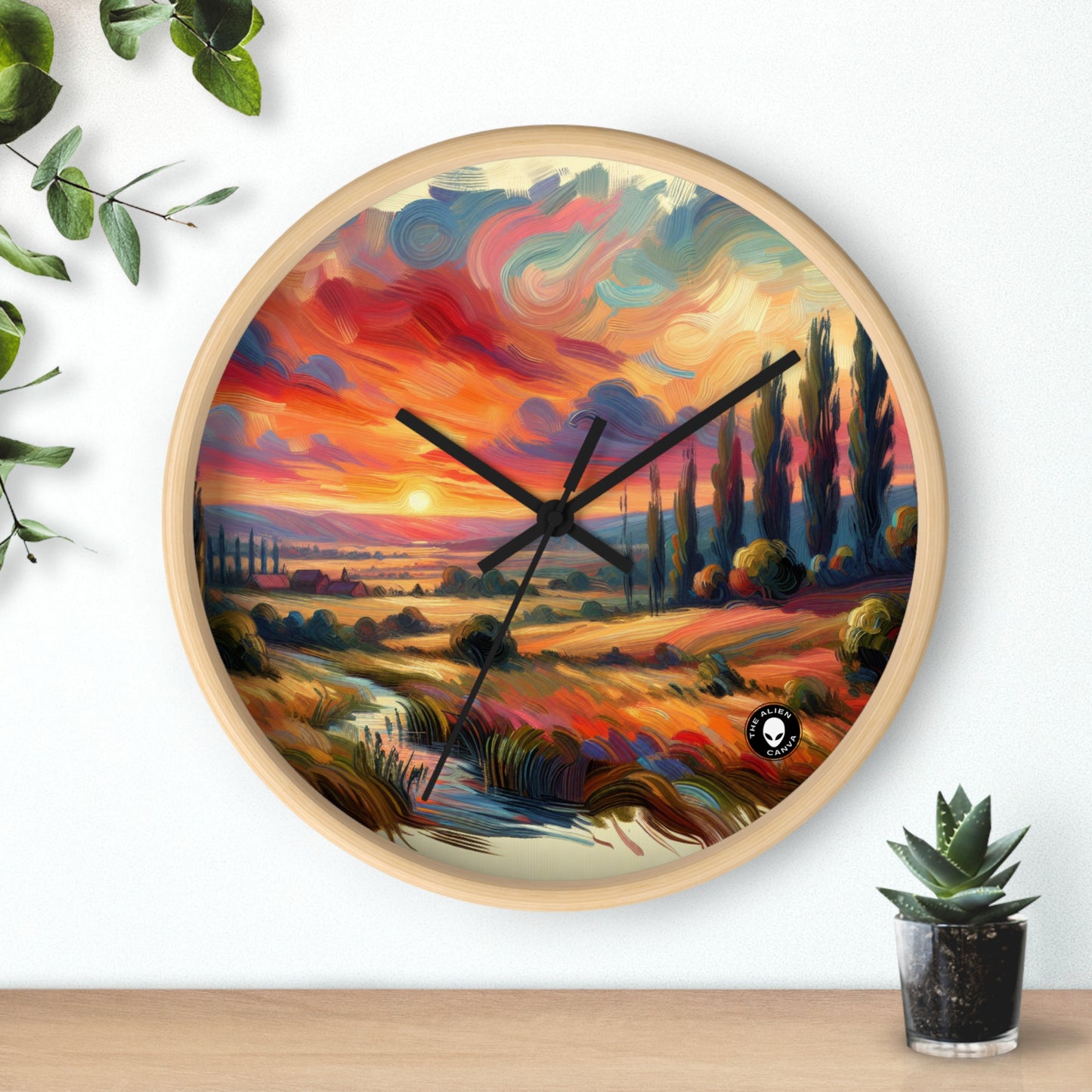 "Harmonious Vistas: A Post-Impressionist Celebration of Nature and Rural Life" - The Alien Wall Clock Post-Impressionism