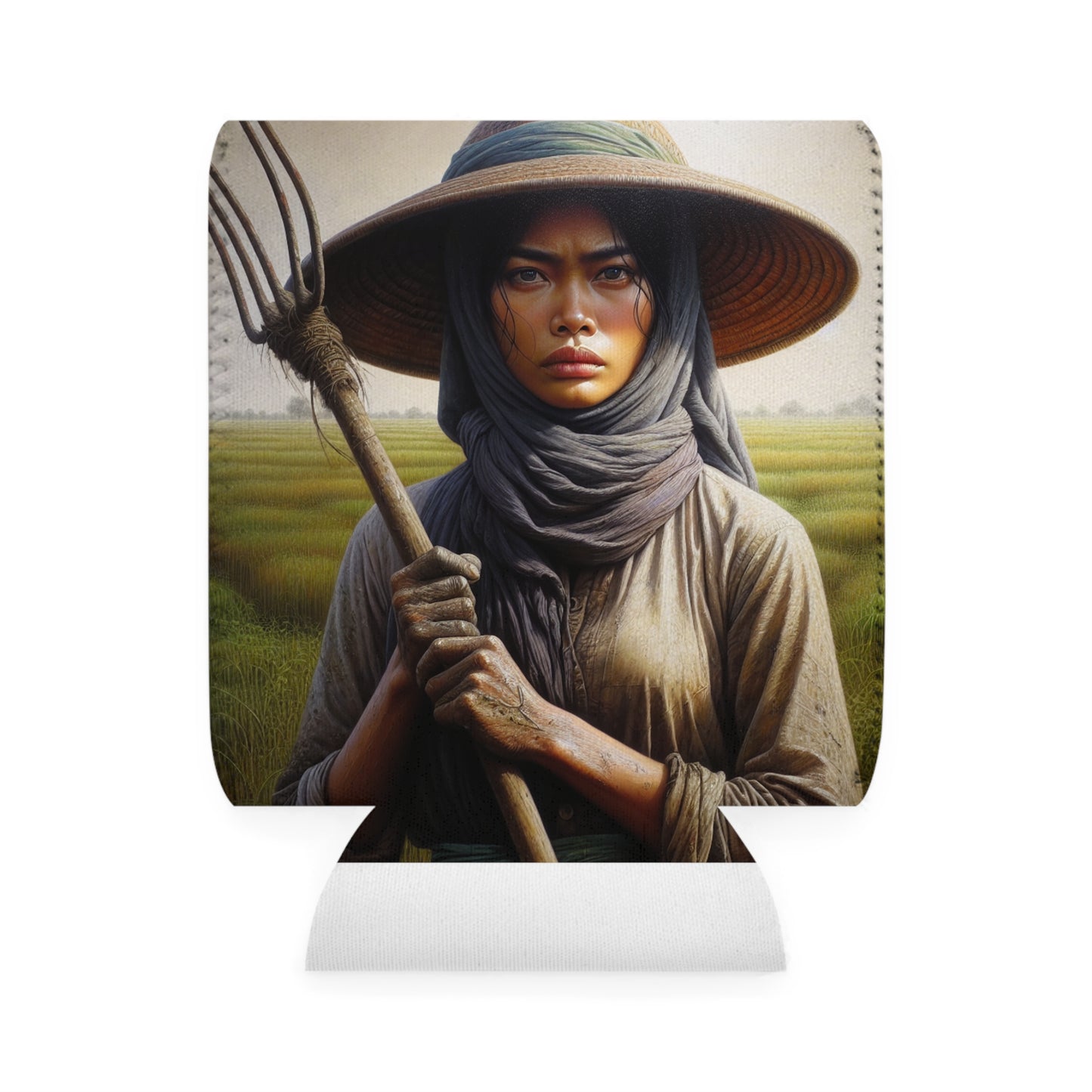 "Farmer in the Fields: A Weathered Reflection" - The Alien Can Cooler Sleeve Realism